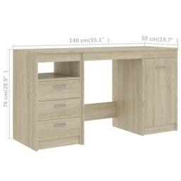 Berkfield Home Modern Desk Sonoma Oak 140x50x76 cm Engineered Wood in Light Oak - Size: 140 x 50 x 76 cm - thumbnail 8