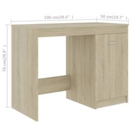 Berkfield Home Modern Desk Sonoma Oak 140x50x76 cm Engineered Wood in Light Oak - Size: 140 x 50 x 76 cm - thumbnail 9