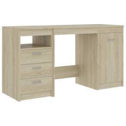 Berkfield Home Modern Desk Sonoma Oak 140x50x76 cm Engineered Wood in Light Oak - Size: 140 x 50 x 76 cm - thumbnail 3