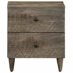 Berkfield Home Bedside Cabinet Light Grey 40x33x46 cm Solid Wood Mango - Size: 40 x 33 x 46 cm - thumbnail 3