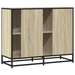 Berkfield Home Sideboard Sonoma Oak 92x35x76 cm Engineered Wood in Brown - Size: 92 x 35 x 76 cm - thumbnail 6