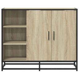 Berkfield Home Sideboard Sonoma Oak 92x35x76 cm Engineered Wood in Brown - Size: 92 x 35 x 76 cm - thumbnail 4