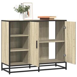 Berkfield Home Sideboard Sonoma Oak 92x35x76 cm Engineered Wood in Brown - Size: 92 x 35 x 76 cm - thumbnail 1