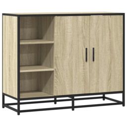 Berkfield Home Sideboard Sonoma Oak 92x35x76 cm Engineered Wood in Brown - Size: 92 x 35 x 76 cm - thumbnail 2