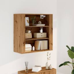 Berkfield Home Wall Cabinet Artisian Oak 80x33x80 cm Engineered Wood in Brown - Size: 80 x 33 x 80 cm - thumbnail 2