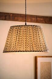 ValueLights Grange Large 45cm Floral Pleated Ceiling Pendant Lamp Shade with Bulb in Mid Blue
