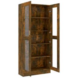 Berkfield Home Vitrine Cabinet Smoked Oak 82.5x30.5x185.5 cm Engineered Wood in Brown - thumbnail 5