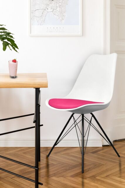 Fusion Living Soho Plastic Dining Chair with Black Metal Legs in Bright Pink - image 1