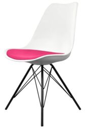 Fusion Living Soho Plastic Dining Chair with Black Metal Legs in Bright Pink - thumbnail 2