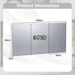 VOGREX Wall-Mounted Pegboard Organizer 3 Boards in Silver - thumbnail 2