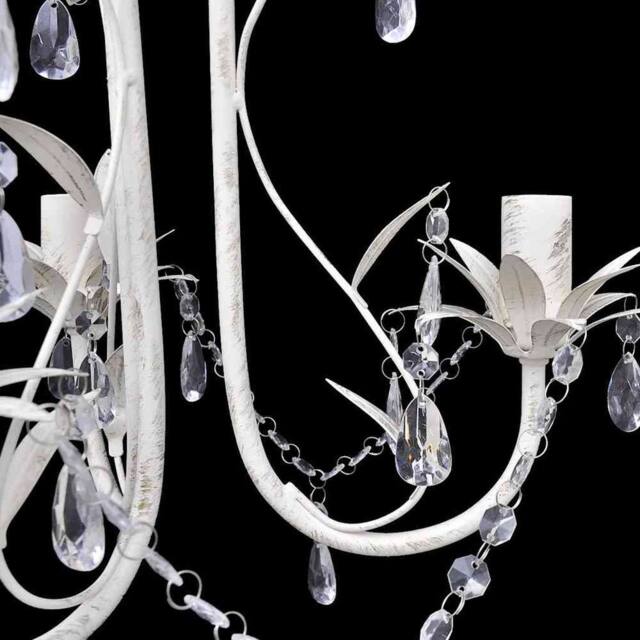 Berkfield Home Stunning Crystal Pendant Ceiling Lamp Chandelier Elegant White - image 1
