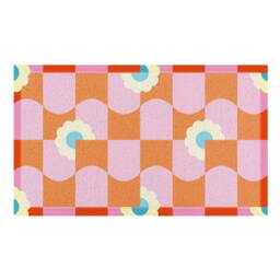 Artsy Mats Elizabeth Olwen Floral Wave Pattern Indoor/Outdoor Doormat (90x60cm) in Pink - Size: 60 x 90 cm - thumbnail 2