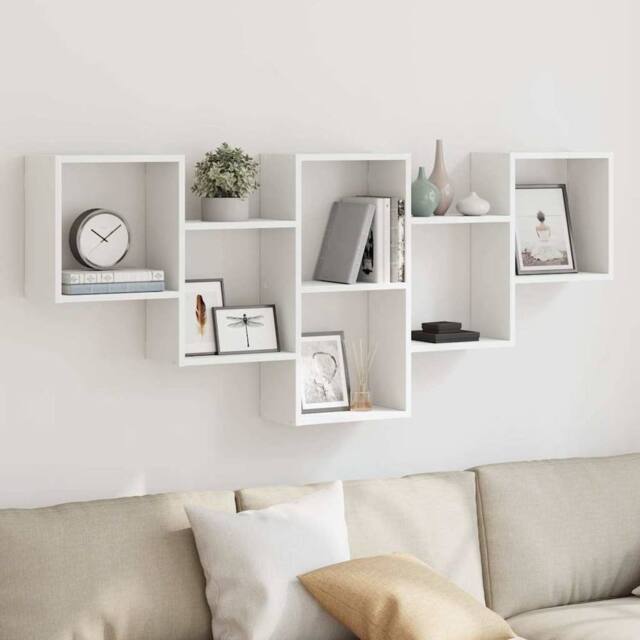 Berkfield Home Wall Shelf White 159x18x66 cm Engineered Wood - Size: 159 x 18 x 66 cm - image 1