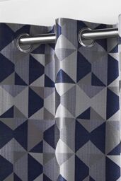 Alan Symonds Skandi Geometric Jacquard Fully Lined Eyelet Curtains in Navy - Size: 117 cm width x 183 cm drop - thumbnail 2
