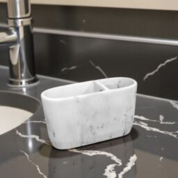 Showerdrape Octavia White Marble & Chrome Toothbrush Holder - thumbnail 1