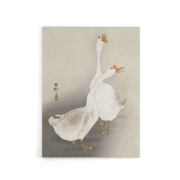 "Artery8 Two Geese Vintage Bird Ukiyo E Canvas Wall Art Print Ohara Koson in Beige - Size: W18"" x H24""" - thumbnail 1