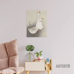 "Artery8 Two Geese Vintage Bird Ukiyo E Canvas Wall Art Print Ohara Koson in Beige - Size: W18"" x H24""" - thumbnail 3