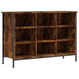 Berkfield Home Shoe Cabinet Smoked Oak 100x35x70 cm Engineered Wood in Brown - Size: 100 x 35 x 70 cm - thumbnail 1