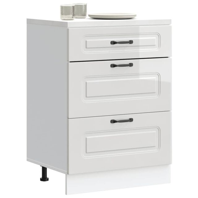 Berkfield Home Kitchen Base Cabinet Kalmar High Gloss White Engineered Wood - image 1
