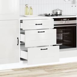 Berkfield Home Kitchen Base Cabinet Kalmar High Gloss White Engineered Wood - thumbnail 3
