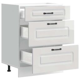 Berkfield Home Kitchen Base Cabinet Kalmar High Gloss White Engineered Wood - thumbnail 5
