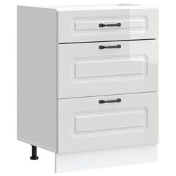 Berkfield Home Kitchen Base Cabinet Kalmar High Gloss White Engineered Wood - thumbnail 2