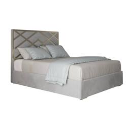 Casani Malton Upholstered Soft Velvet Grey Metal Designer Bed Frame - Size: Small Double - thumbnail 3