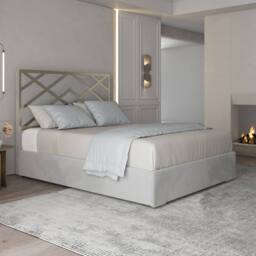Casani Malton Upholstered Soft Velvet Grey Metal Designer Bed Frame - Size: Small Double - thumbnail 2