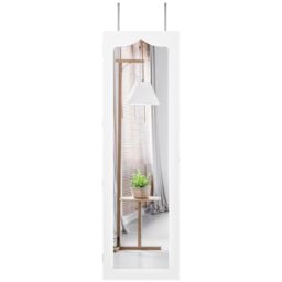 Costway Jewelry Cabinet 5 LED Lights Wall/Door Mounted Jewelry Armoire w/ Mirror in White - thumbnail 5