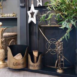 Lemon Pavilion Furniture and Decor Logs and Kindling Buckets and Matchstick Holder, Metal, H32 cm, Bronze - thumbnail 5
