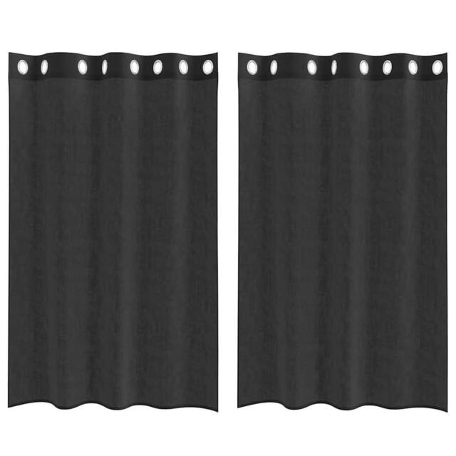 Berkfield Home Voile Curtains with Grommets 2 pcs Black 140x175 cm - image 1