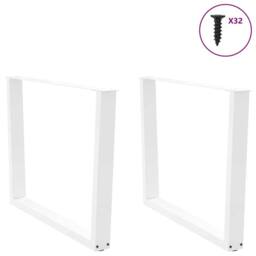 Berkfield Home Dining Table Legs V-Shape 2 pcs White 100x(72-73.3) cm Steel - thumbnail 3