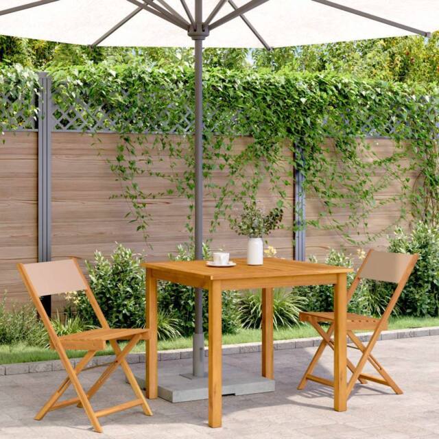Berkfield Home Beautiful Bistro Chairs 2 pcs Taupe Solid Wood Acacia & Fabric - image 1