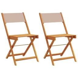 Berkfield Home Beautiful Bistro Chairs 2 pcs Taupe Solid Wood Acacia & Fabric - thumbnail 3