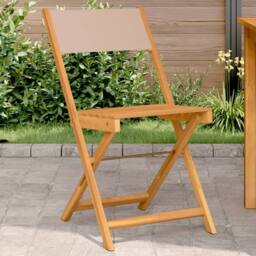 Berkfield Home Beautiful Bistro Chairs 2 pcs Taupe Solid Wood Acacia & Fabric - thumbnail 2