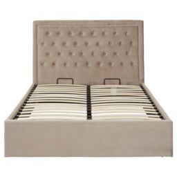 Orsina Classic Mink Velvet Double Ottoman Bed, Elegant Button Tufted in Brown - thumbnail 5
