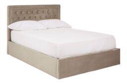 Orsina Classic Mink Velvet Double Ottoman Bed, Elegant Button Tufted in Brown - thumbnail 3