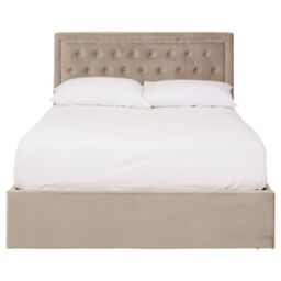 Orsina Classic Mink Velvet Double Ottoman Bed, Elegant Button Tufted in Brown - thumbnail 6