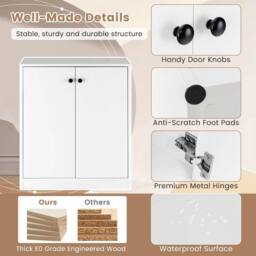 KORVIXA Modern Accent Cabinet Kitchen 2-Door Storage Cabinet in White - Size: 100 cm x 100 cm - thumbnail 5