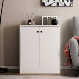 KORVIXA Modern Accent Cabinet Kitchen 2-Door Storage Cabinet in White - Size: 100 cm x 100 cm - thumbnail 3