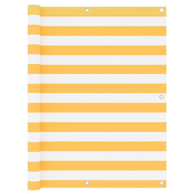 Berkfield Home Balcony Screen White & Yellow 120x400 cm Oxford Fabric - image 1