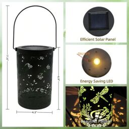 Bright Zeal 2pcs Metal Solar Lanterns Dragonfly Christmas Decorations in Black - thumbnail 6