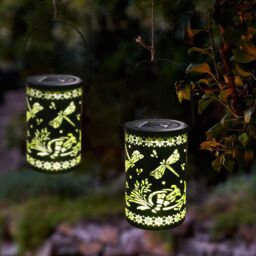 Bright Zeal 2pcs Metal Solar Lanterns Dragonfly Christmas Decorations in Black - thumbnail 4