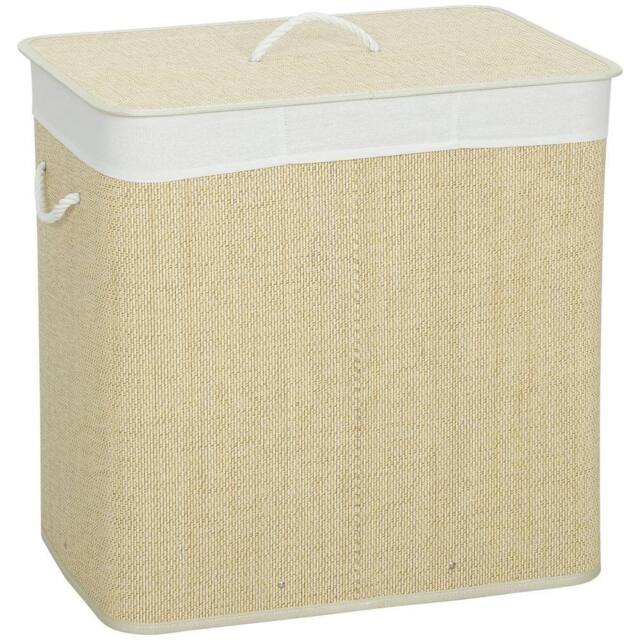 VOGREX Cream 144L Lidded Bathroom Laundry Basket in Beige - image 1