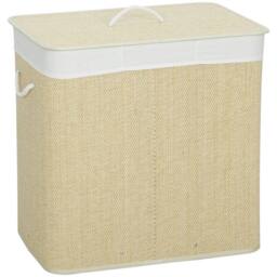VOGREX Cream 144L Lidded Bathroom Laundry Basket in Beige - thumbnail 1