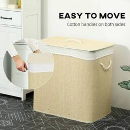 VOGREX Cream 144L Lidded Bathroom Laundry Basket in Beige - thumbnail 4