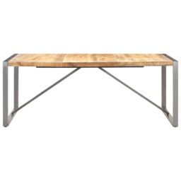 Berkfield Home Dining Table 200x100x75 cm Solid Rough Mango Wood in Brown - Size: 200 x 100 x 75 cm - thumbnail 2