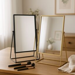 Harbour Housewares 39cm Rectangle Makeup Mirror - Dressing Table Tabletop Cosmetic Bathroom Mirror in Black - thumbnail 4