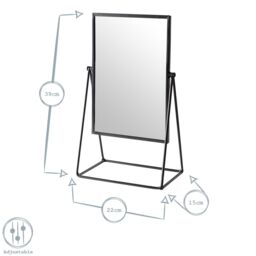 Harbour Housewares 39cm Rectangle Makeup Mirror - Dressing Table Tabletop Cosmetic Bathroom Mirror in Black - thumbnail 6