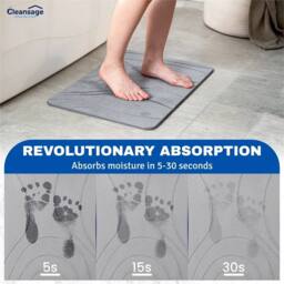 Nordara Diatomite Stone Bath Mat Quick Drying Bathroom Kitchen Dishes in Grey - thumbnail 4